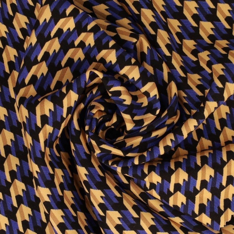Coupon 3m Tissu Popeline De Viscose Imprimée Abstrait Multico