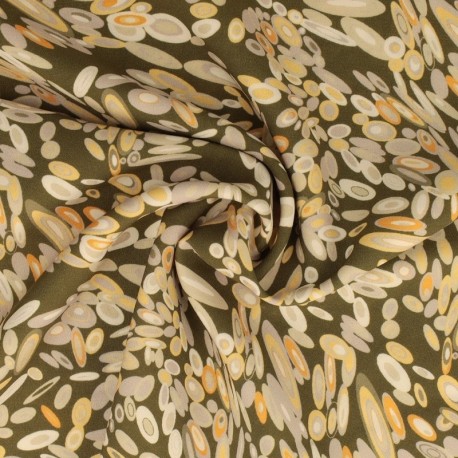 Coupon 3m Tissu Popeline De Viscose Imprimée Abstrait Marron