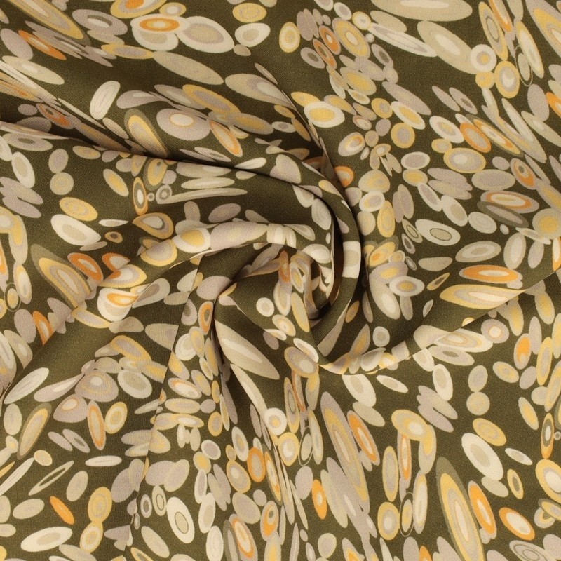 Coupon 3m Tissu Popeline De Viscose Imprimée Abstrait Marron