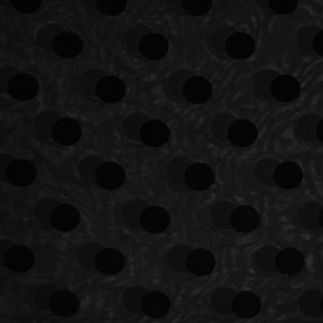 Coupon 3m Tissu Résille Gros Pois Floqués Noir