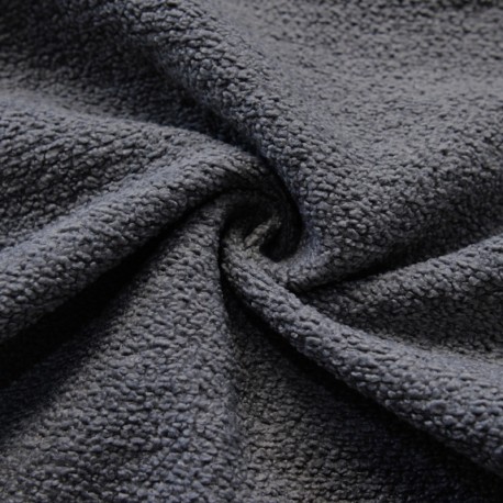 Coupon 3m Tissu Bouclette Toison Uni Gris 
