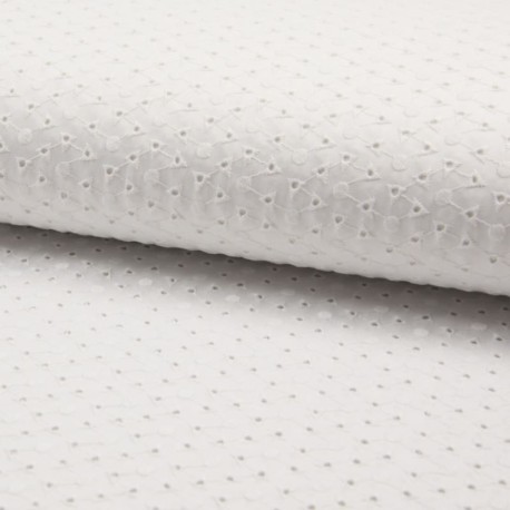 Coupon 3m Tissu Broderie Satin Triangle Blanc Cassé
