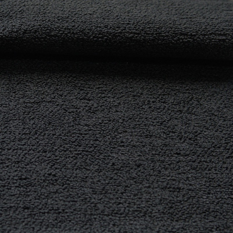Coupon 3m Tissu  Bouclette Toison Uni Noir 