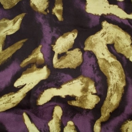 Coupon 3m Tissu Satin Imprimé Taches Violet