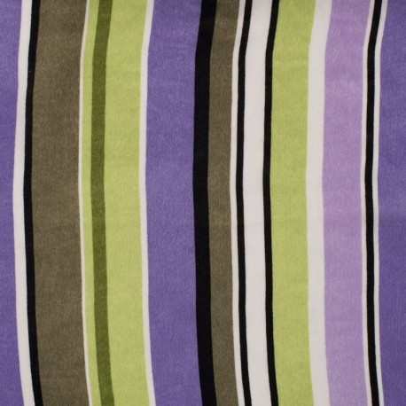 Coupon 3m Tissu Poly Satin Imprimé Rayure Lilas 