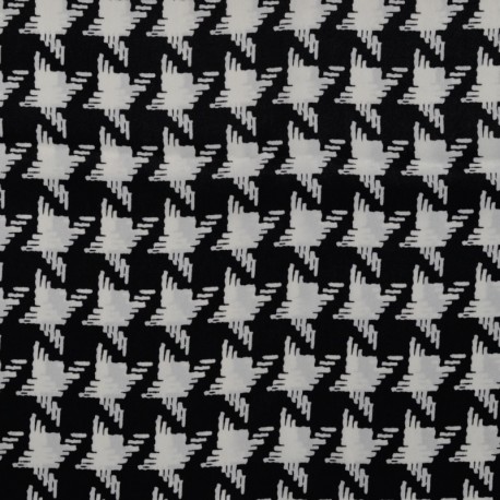 Coupon 3m Tissu Satin Polyester Imprimé Pied de Poule Noir 