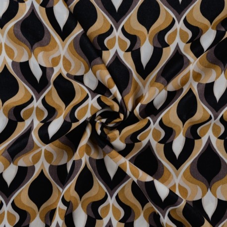 Coupon 3m Tissu Satin Polyester Imprimé  Goutte Caramel