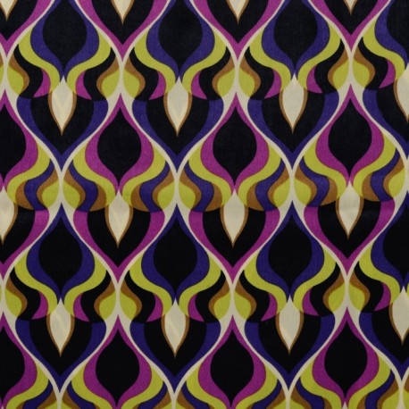 Coupon 3m Tissu Satin Polyester Imprimé Goutte Violet 
