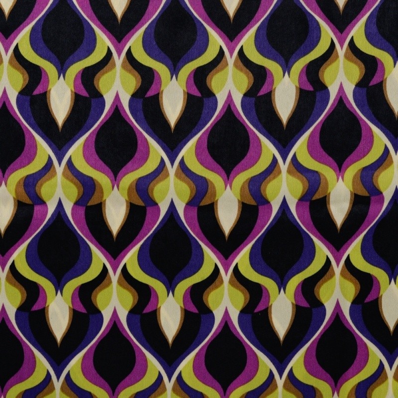 Coupon 3m Tissu Satin Polyester Imprimé Goutte Violet 