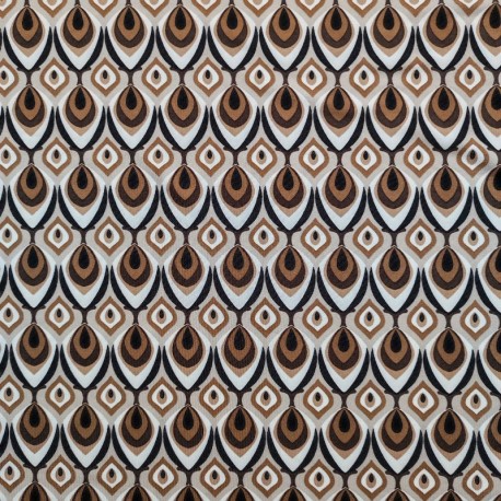 Coupon 3m Tissu Satin Polyester Imprimé Goutte Caramel 