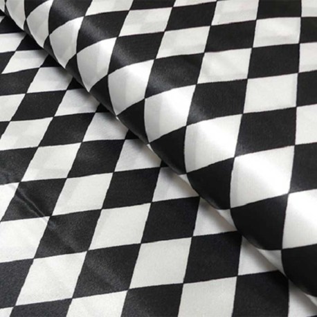 Coupon 3m Tissu Satin Deguisement Arlequin Blanc