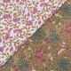 Coupon 3m Tissu Blockprint Imprimé Tampons Mains Matelassé Double Face Floral Blanc et Marron Clair