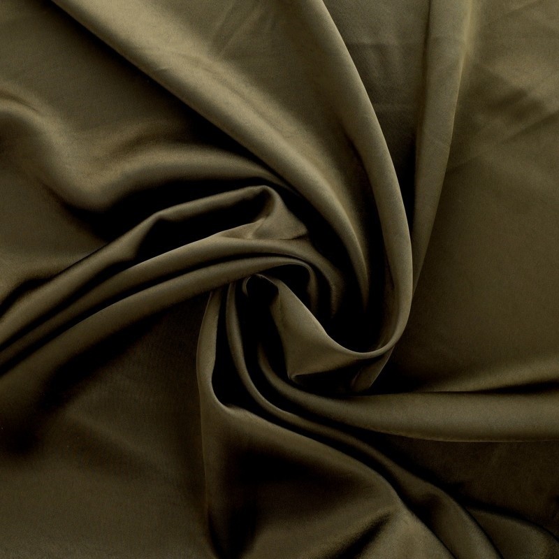 Coupon 3m Tissu Satin Uni Kaki 