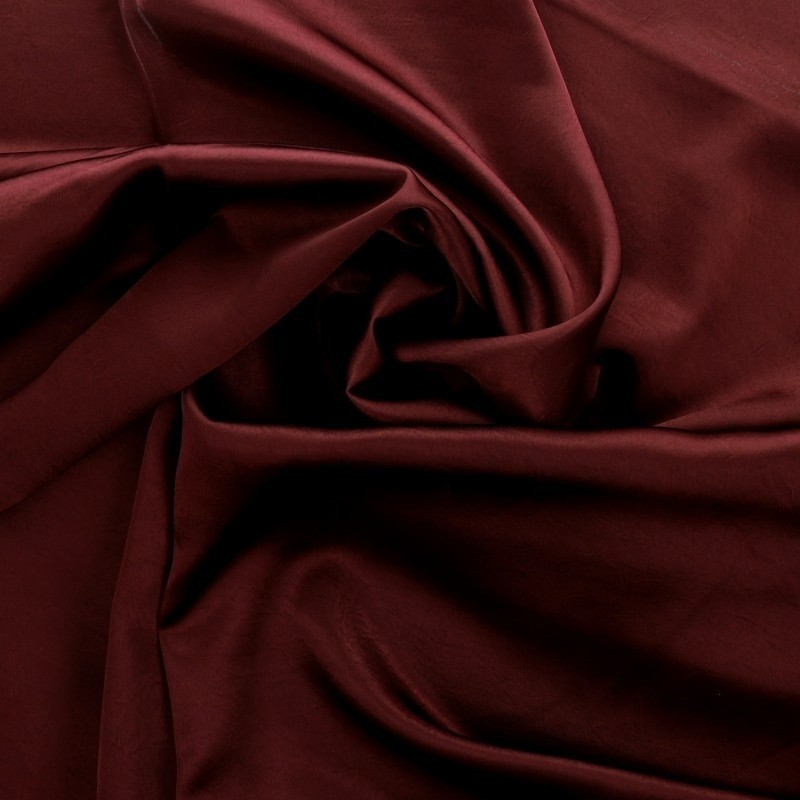 Coupon 3m Tissu Satin Uni Bordeaux 