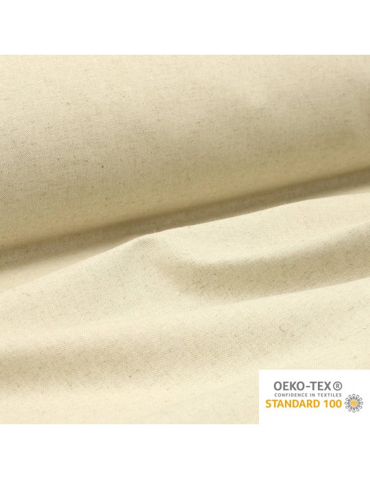 Tissu d'ameublement grande largeur coton/lin blanc
