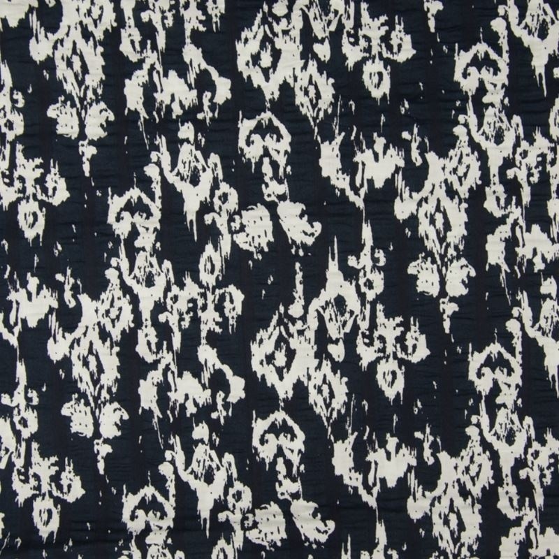 Coupon 3m Tissu Seersucker Imprimé Tache Navy et blanc