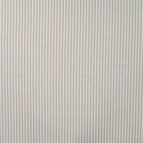 Coupon 3m Tissu Poly Coton Seersucker Rayure Kaki 