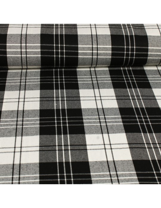Tissu lainage polyester / viscose quadrillage noir