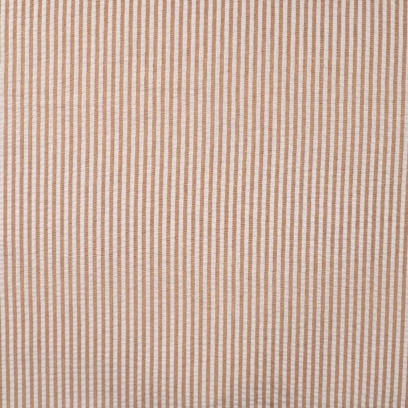 Coupon 3m Tissu Poly Coton Seersucker Rayure Caramel 