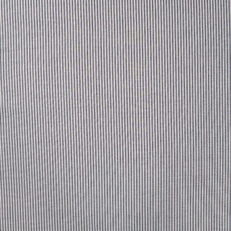 Coupon 3m Tissu Seersucker Rayure Bleu Marine