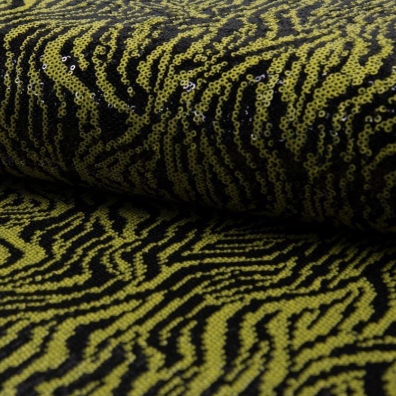Coupon 3m Tissu Sequin Animal Noir jaune 