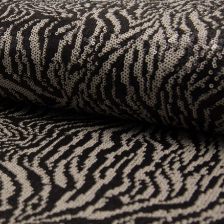 Coupon 3m Tissu Sequin Animal Noir blanc 