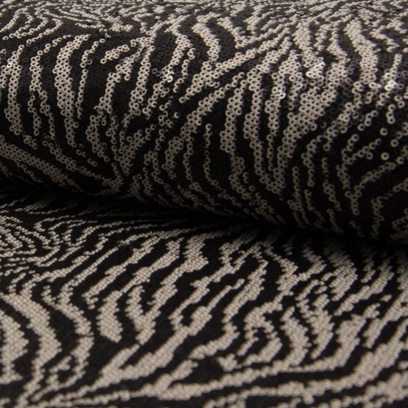 Coupon 3m Tissu Sequin Animal Noir blanc 
