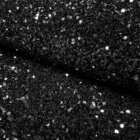 Coupon 3m Tissu Velours Sequin Noir 
