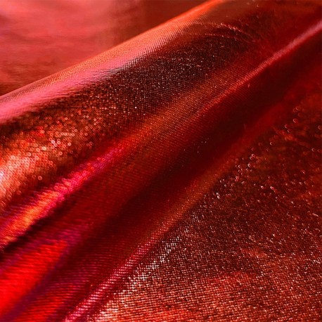 Coupon 3m Tissu Lamé Enduit Rouge 