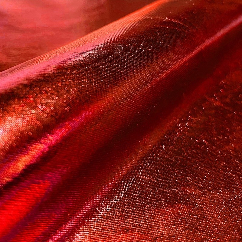Coupon 3m Tissu Lamé Enduit Rouge 