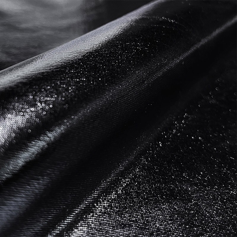 Coupon 3m Tissu Lamé Enduit Noir 