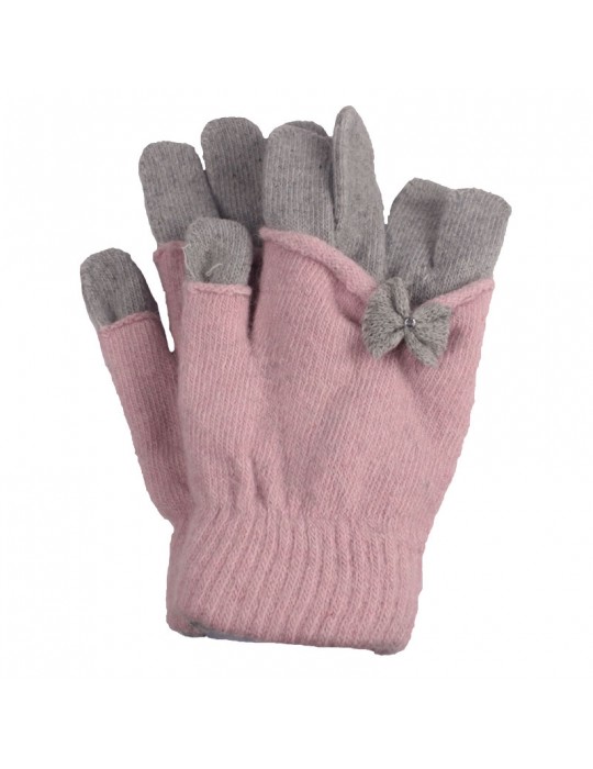 Paire de gants bicolore jeune fille rose