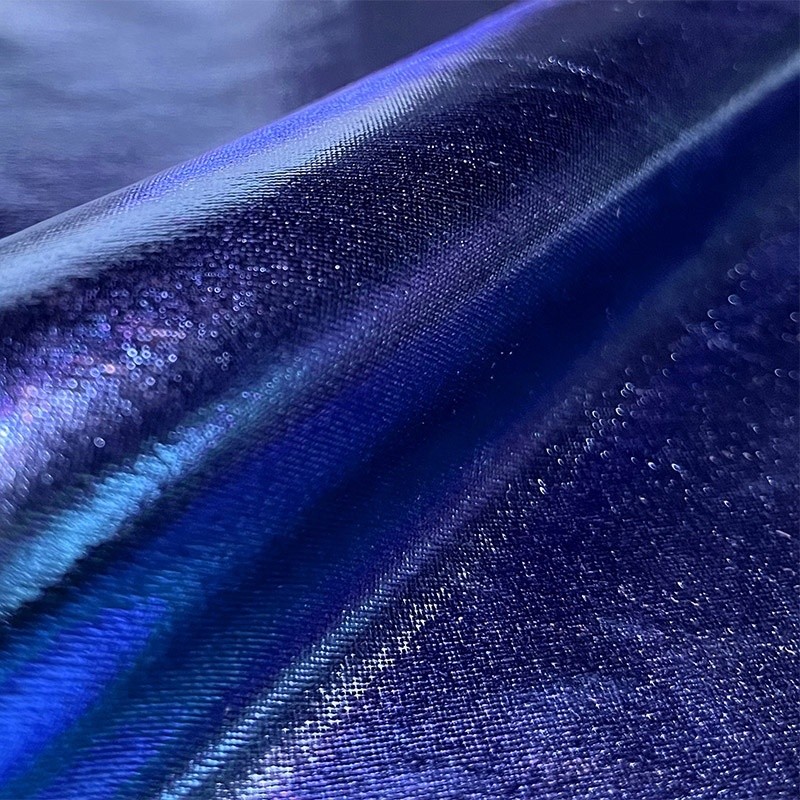 Coupon 3m Tissu Lamé Enduit Cobalt