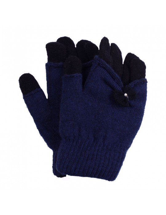 Paire de gants bicolore jeune fille bleu