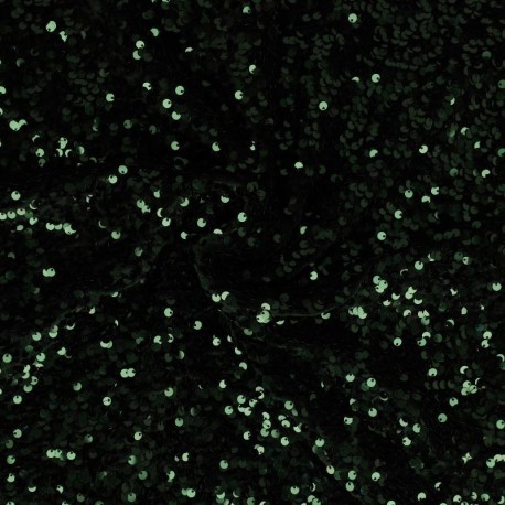 Coupon 3m Tissu Sequins Sur Velours Vert Sapin