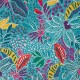 Coupon 3m Tissu Rayonne Elasthanne Imprimée Fleurs Pétrole