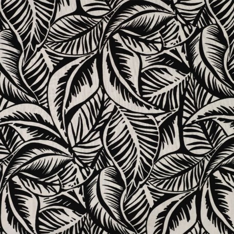 Coupon 3m Tissu Rayonne Elasthanne Imprimé Noir