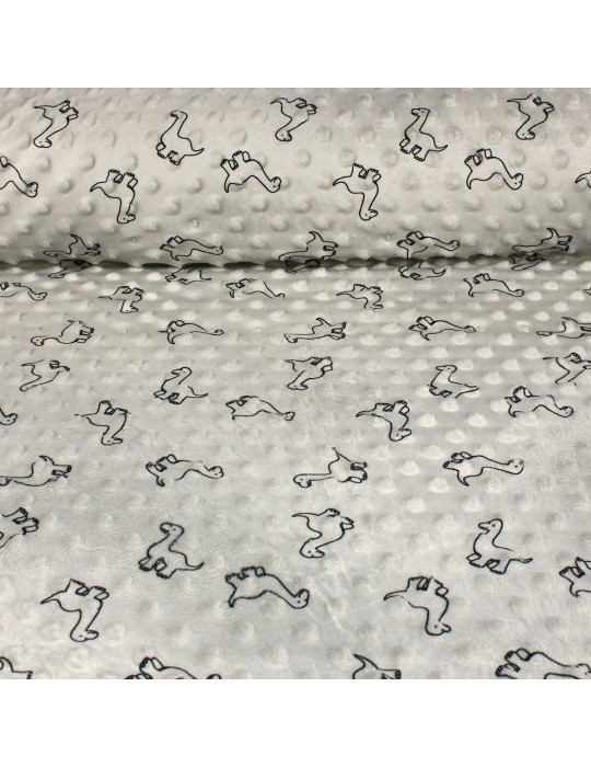 Tissu minky imprimé dinosaure gris