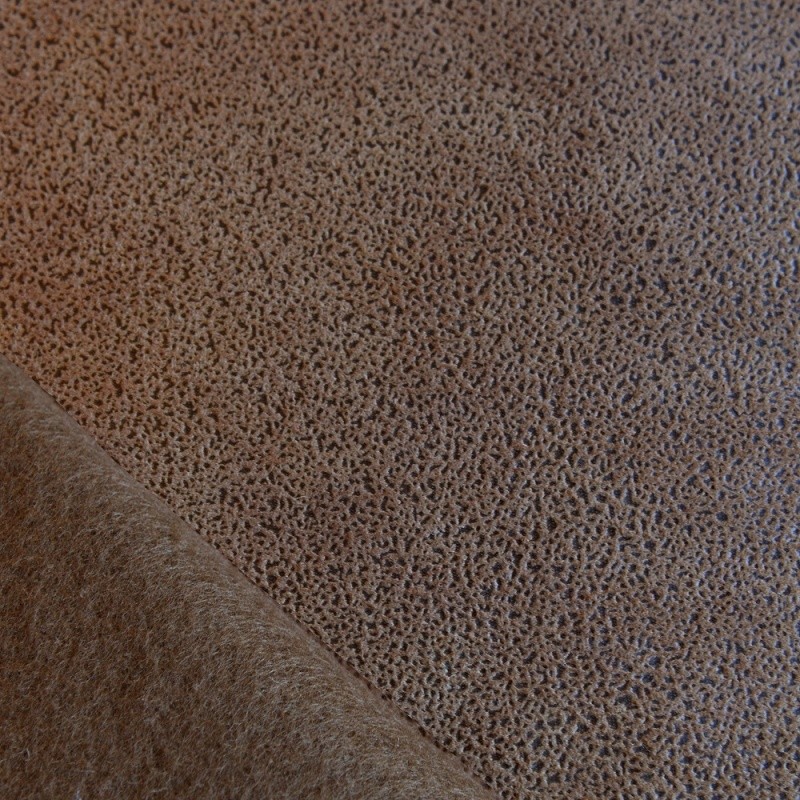 Coupon 3m Tissu Simili LEA Camel Dos Polaire