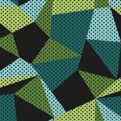 Coupon 3m Tissu Softshell Imprimé Geometrique Vert Foncé 