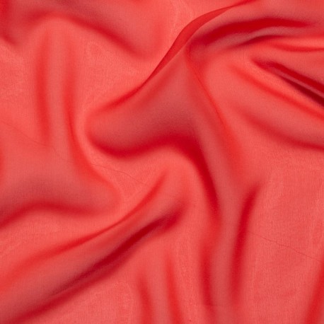 Coupon 3m Tissu Mousseline de Soie Rouge 10 Mommes 