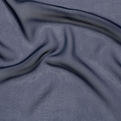 Coupon 3m Tissu Mousseline de Soie Bleu Foncé 10 Mommes 