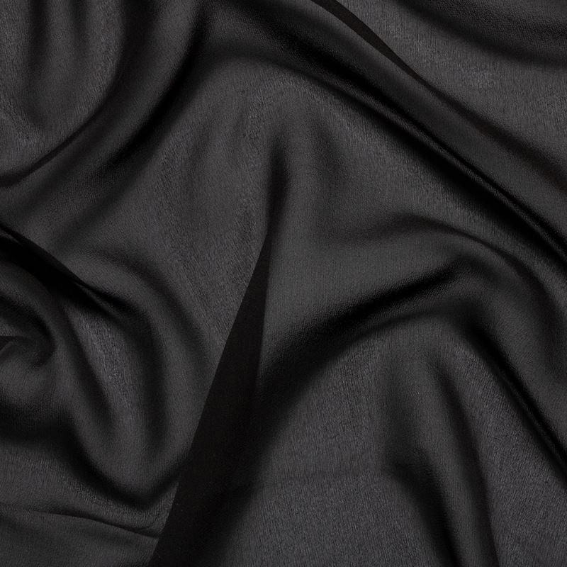 Coupon 3m Tissu Mousseline de Soie Noir 10 Mommes 