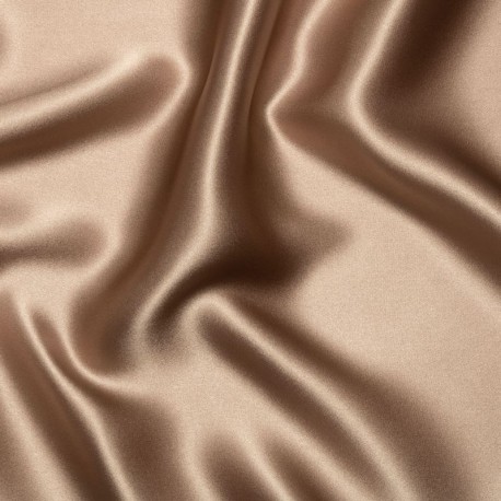 Coupon 3m Tissu Satin de Soie Beige 16 Mommes