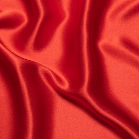 Coupon 3m Tissu Satin de Soie Rouge 16 Mommes