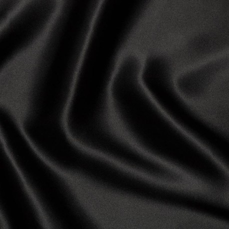 Coupon 3m Tissu Satin de Soie Noir 16 Mommes 