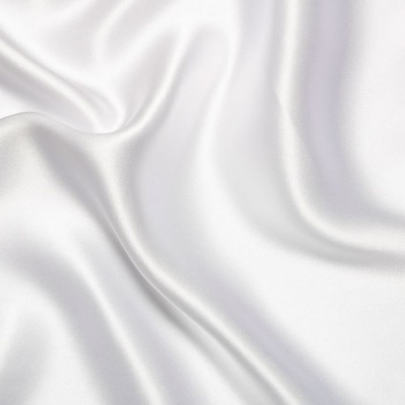Coupon 3m Tissu Satin de Soie Blanc 16 Mommes 