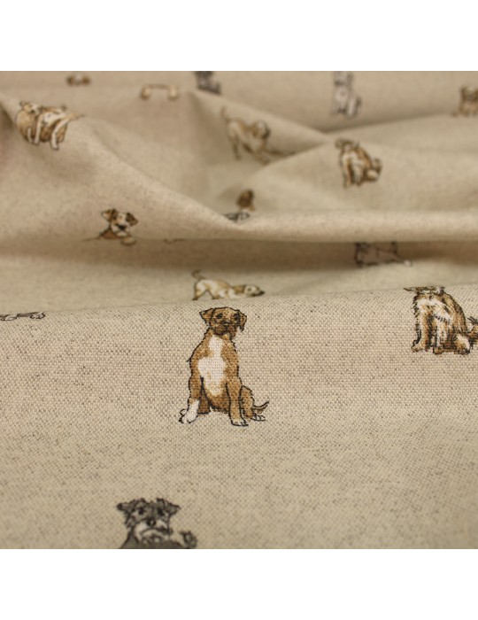 Tissu coton / polyester enduit imprimé  beige