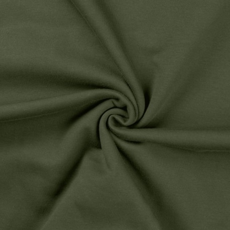 Coupon 3m Tissu Sweat French Terry Vert Army 