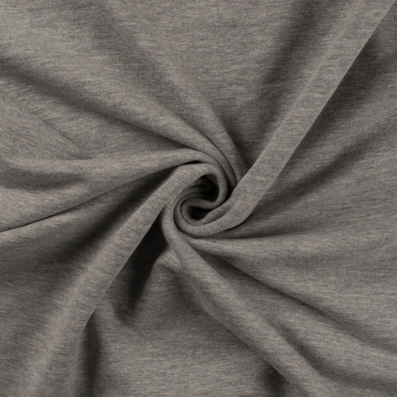 Coupon 3m Tissu Sweat French Terry Gris Chiné